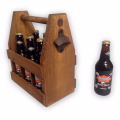 Craft Caddy Wooden Six Pack Bottle Caddy Tote Holder Beer Carrier with Attached Bottle Opener